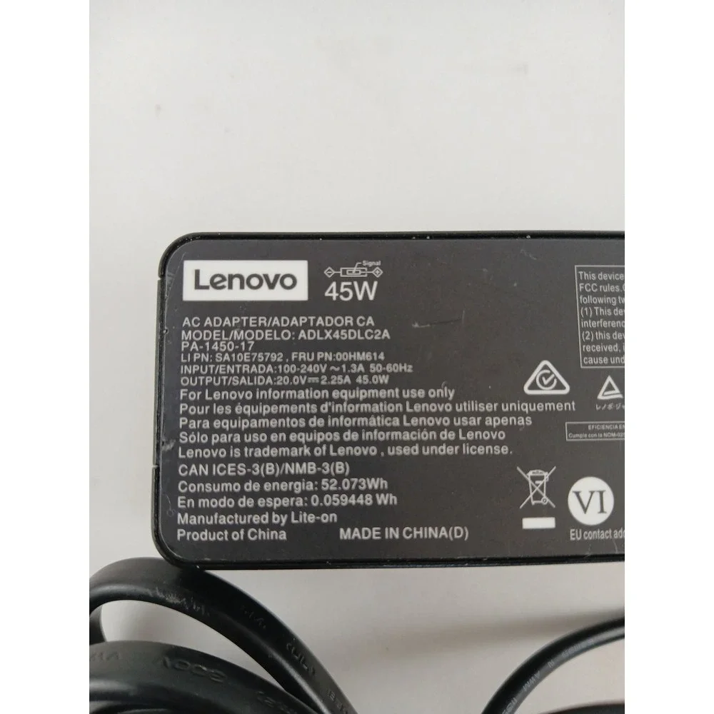 OEM Lenovo 45W‎ AC Adapter ADLX45DLC2A Genuine Rectangle Connector Tip